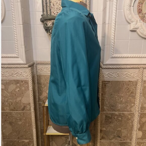 Separate Issue. Size 1X-2X. Teal Poly Long Sleeve. Button Cuff. Pleated. B125 - Picture 4 of 6